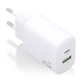 AISENS - CARGADOR 25W, 1xUSB-C PD3.0, 1xUSB-A QC3.0, BLANCO