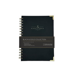 Dohe Black&Gold Cuaderno Espiral Wire-O A5 Negro Liso 96 Hojas 80g Tapa Flexible Polipiel