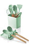 Hermia C-SLC1301 Juego de Cucharas de 13 Piezas con Mangos de Madera, Color Verde Claro