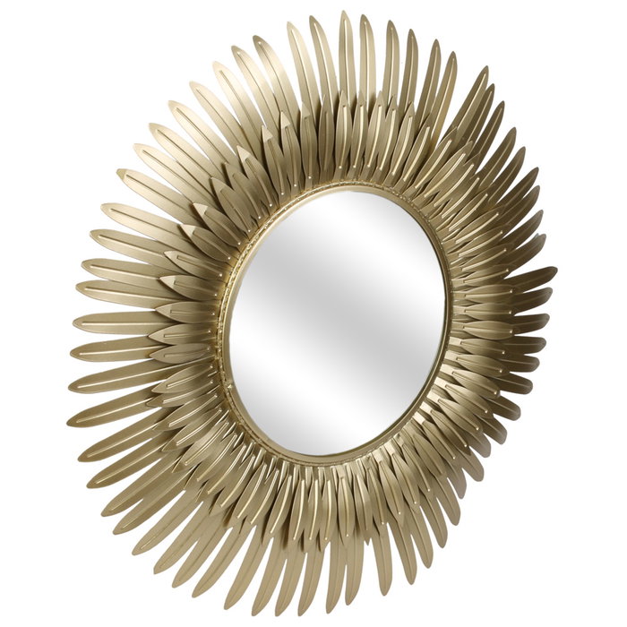 Home Deco Factory Espejo Plumas Doradas Mirage Diámetro 53 cm