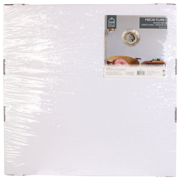 Home Deco Factory Espejo Plumas Doradas Mirage Diámetro 53 cm