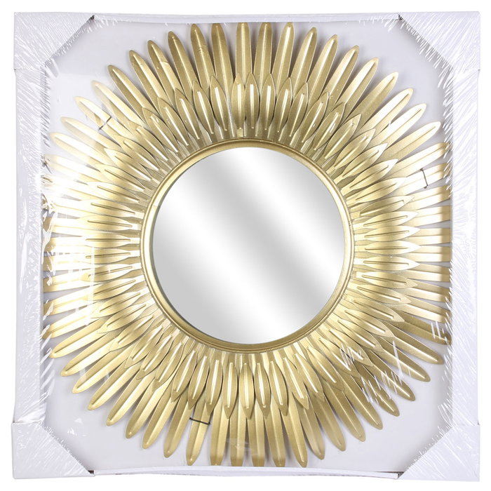 Home Deco Factory Espejo Plumas Doradas Mirage Diámetro 53 cm