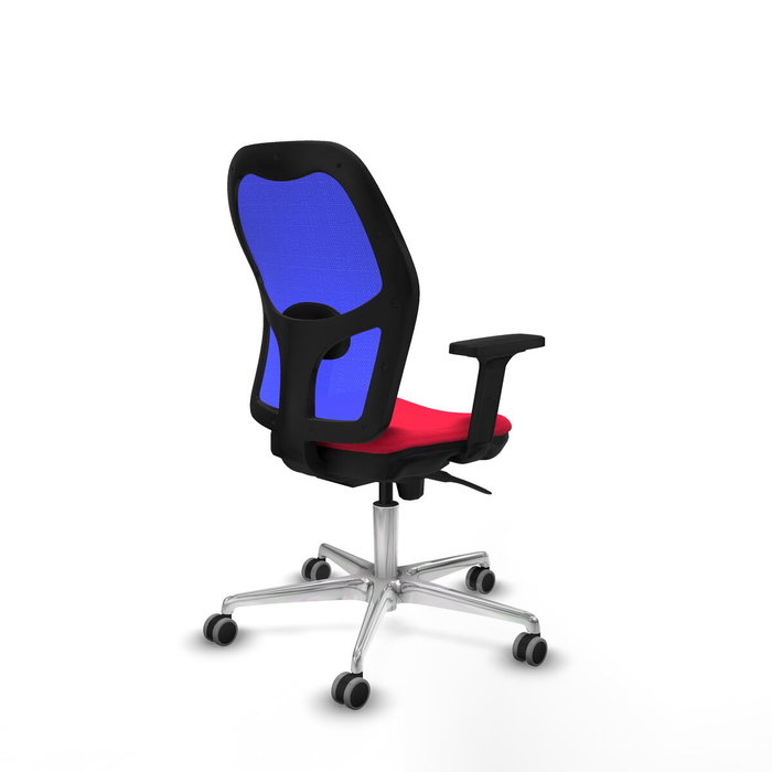 PIQUERAS Y CRESPO Silla de oficina Jorquera con mecanismo Sincro, Tela Roja y Malla Azul