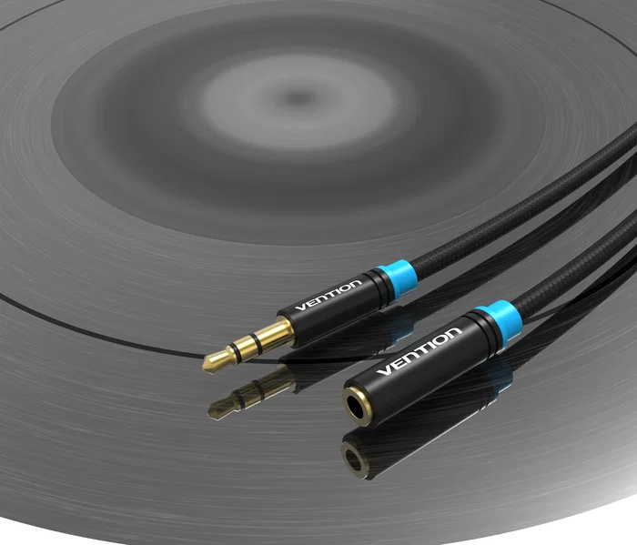 Vention VAB-B06-B150-M Cable de Audio Estéreo Jack 3.5mm Macho a Jack 3.5mm Hembra 1.5 Metros Negro