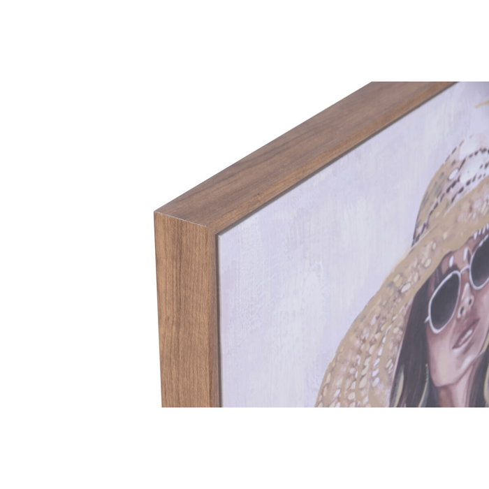 DKD Home Decor Cuadro Lienzo Chica Sombrero Pack de 2 (60x3,5x90 cm) Blanco y Beige