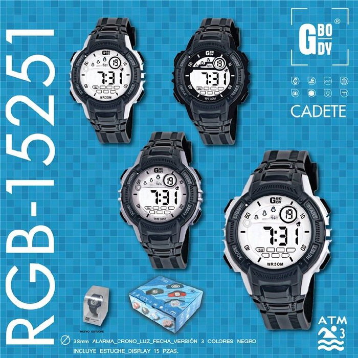 GBody Reloj LCD Digital Cadete/Unisex Color Rojo - 3 Versiones Diferentes