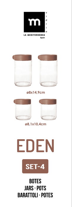 Inde Set 4 Botes "Eden" Md - Colección Eden - Dimensiones: 9 cm Ancho, 25 cm Alto, 18 cm Largo (8 Cajas)