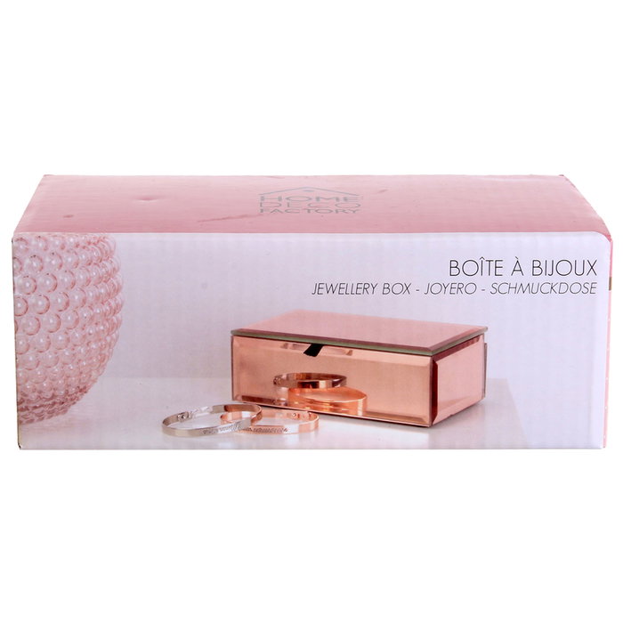 Home Deco Factory Joyero con Espejo Color Cobre para Tocador 16x9,5x5,5 cm Home Deco Factory Joyero con Espejo Color Cobre para Tocador 16x9,5x5,5 cm