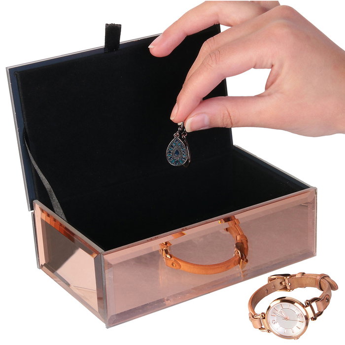 Home Deco Factory Joyero con Espejo Color Cobre para Tocador 16x9,5x5,5 cm Home Deco Factory Joyero con Espejo Color Cobre para Tocador 16x9,5x5,5 cm