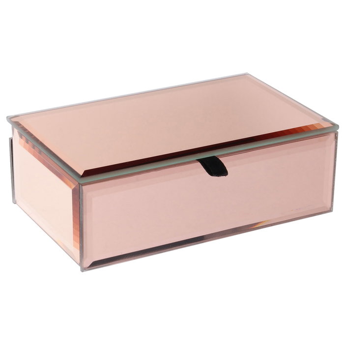 Home Deco Factory Joyero con Espejo Color Cobre para Tocador 16x9,5x5,5 cm Home Deco Factory Joyero con Espejo Color Cobre para Tocador 16x9,5x5,5 cm