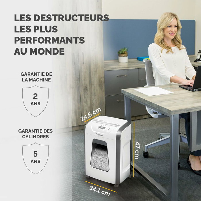 Fellowes 15C Destructora de Papel en Partículas, 15 Hojas, Blanco