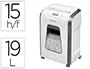 Fellowes 15C Destructora de Documentos, Capacidad 15 Hojas, Partículas 4x40mm, Seguridad P-4, Grapas, Clips y Tarjetas, Papelera 19L