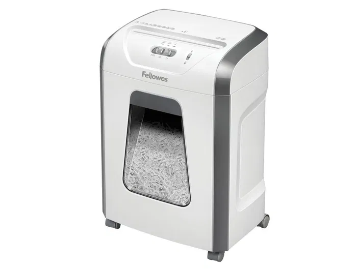 Fellowes 15C Destructora de Documentos, Capacidad 15 Hojas, Partículas 4x40mm, Seguridad P-4, Grapas, Clips y Tarjetas, Papelera 19L