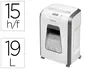Fellowes 15C Destructora de Documentos, Capacidad 15 Hojas, Partículas 4x40mm, Seguridad P-4, Grapas, Clips y Tarjetas, Papelera 19L