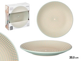 Vessia Plato Postre 20.5 cm Grabado Verde Ceramica (Set de 24)