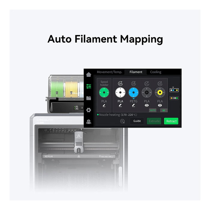 Creality Soporte de Filamento 1002120001 Negro Transparente para Impresora 3D K2 Plus, Resistente a la Humedad, LCD