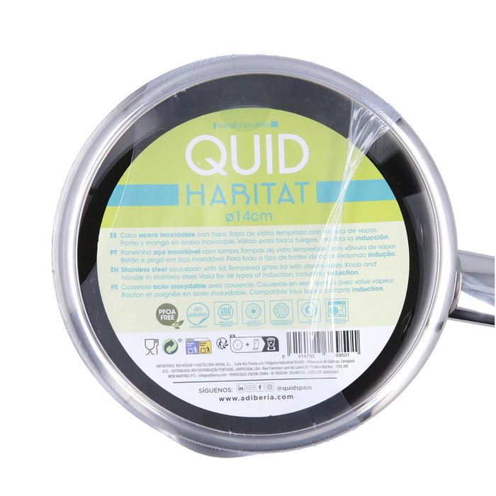 Quid Cazo con Tapa de Acero Inoxidable Habitat QD 14 cm