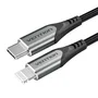 Vention Cable USB-C a Lightning 1m Gris con Certificación MFi para iPhone / iPad - Trenza de Nylon, Carga Rápida 3A y Transferencia de Datos 480 Mbps