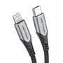Vention Cable USB-C a Lightning 1m Gris con Certificación MFi para iPhone / iPad - Trenza de Nylon, Carga Rápida 3A y Transferencia de Datos 480 Mbps