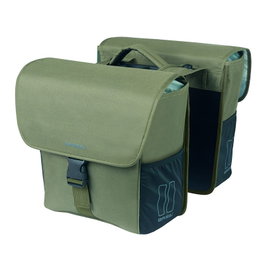 Basil GO Alforjas Dobles 32L Poliéster Reciclado Hidrófugo con Placa Adaptadora MIK 2.0