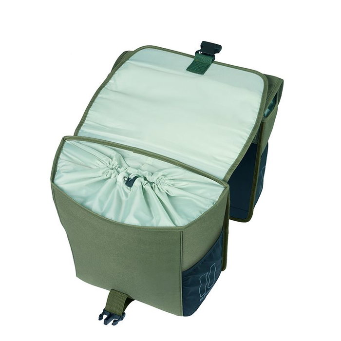 Basil GO Alforjas Dobles 32L Poliéster Reciclado Hidrófugo con Placa Adaptadora MIK 2.0