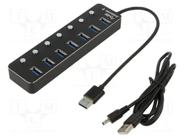 Gembird Hub USB 3.1 Gen 1 de 7 puertos con interruptores UHB-U3P7P-01 Negro