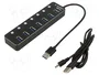Gembird Hub USB de 7 puertos con interruptores UHB-U3P7P-01 Negro