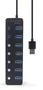 Gembird Hub 7 puertos USB 3.1 Gen 1 con interruptores Negro UHB-U3P7P-01