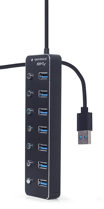 Gembird Hub 7 puertos USB 3.1 Gen 1 con interruptores Negro UHB-U3P7P-01