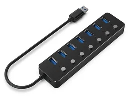 Gembird Hub 7 puertos USB 3.1 Gen 1 con interruptores Negro UHB-U3P7P-01