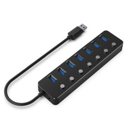Gembird Hub 7 puertos USB 3.1 Gen 1 con interruptores Negro UHB-U3P7P-01