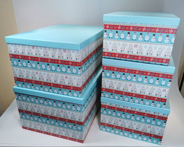 DKD Home Decor Caja Navidad Fantasia Multicolor 35 x 25 x 50 cm Set de 5 Cartón