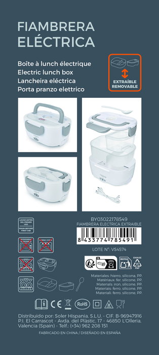 Inde Fiambrera Eléctrica Extraible Thermosport con 23.5x10.5x17 cm y 1.5 litros de capacidad (6 Unidades)