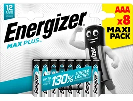 Energizer Pilas Alcalinas MAX PLUS AAA Larga Duración - Blíster de 8 Unidades