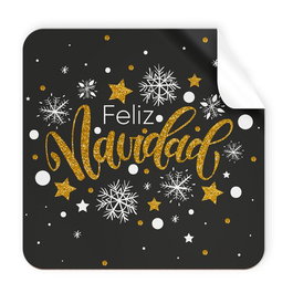 OEM SIN MARCA Etiquetas de Regalo Adhesivas Rollo 250 uds. Cuadradas 40x40 Navidad Feliz Navidad Negro
