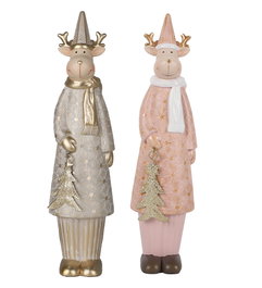 DKD Home Decor Figura de Resina Reno Surtido Rosa y Dorado 6x6x23,5 cm
