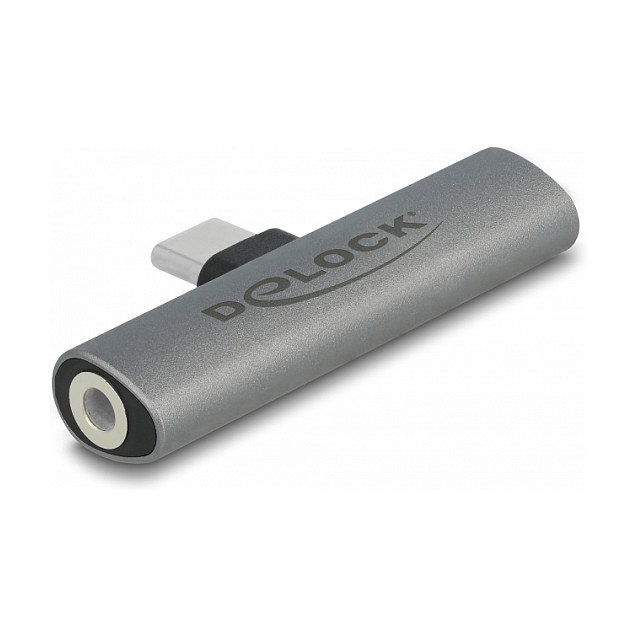 DeLOCK Adaptador de Audio USB Type-C a Jack Estéreo y USB Type-C PD Gris
