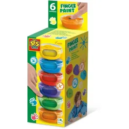 Ses Creative SES8710341003982 Pintura para Dedos 6 Colores x 45ml Fácil de Lavar
