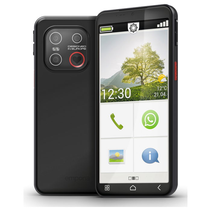 Emporia SMART.7 Lite Smartphone Desbloqueado - 6 GB RAM, 128 GB de Almacenamiento, Color Negro (Black)