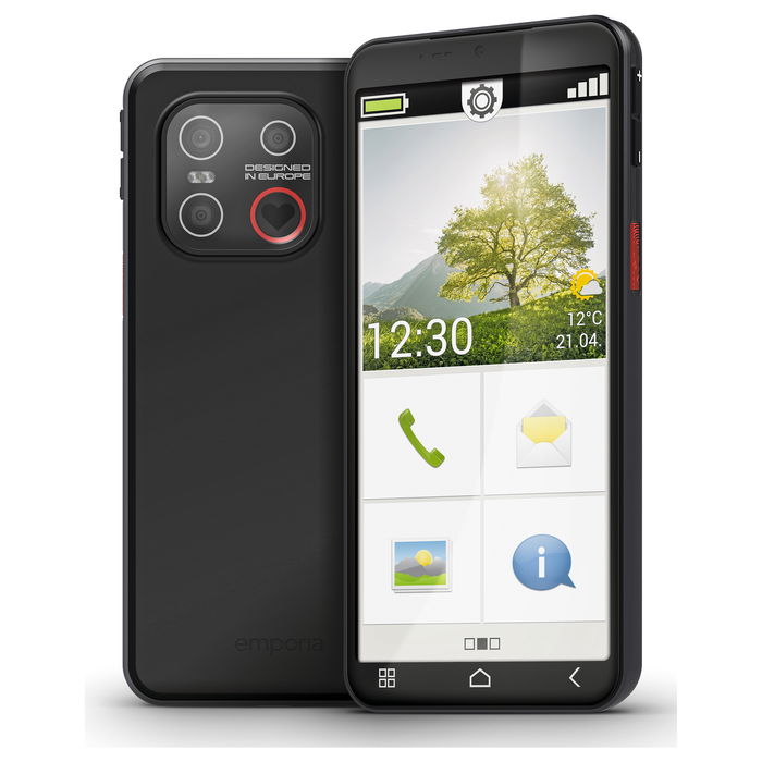 Emporia SMART.7 Lite Smartphone Desbloqueado - 6 GB RAM, 128 GB de Almacenamiento, Color Negro (Black)