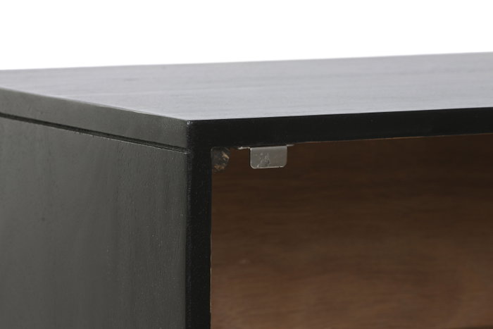 DKD Home Decor Mesita de Noche Colonial Negro Dorado Mango y Metal 40 x 50 x 50 cm