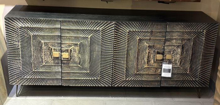 DKD Home Decor Mesita de Noche Colonial Negro Dorado Mango y Metal 40 x 50 x 50 cm