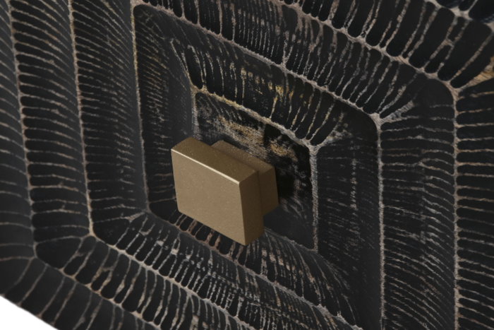 DKD Home Decor Mesita de Noche Colonial Negro Dorado Mango y Metal 40 x 50 x 50 cm