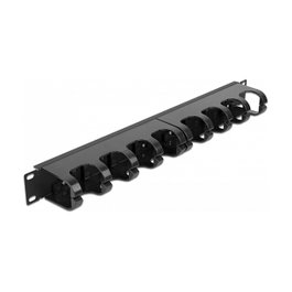 DeLOCK Panel de gestión de cables 19″ con 10 rutas cerradas 1U Negro