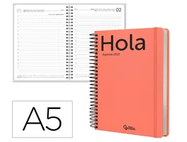 Liderpapel Agenda Oficina 2027 Espiral Classic Día Página A5 Naranja