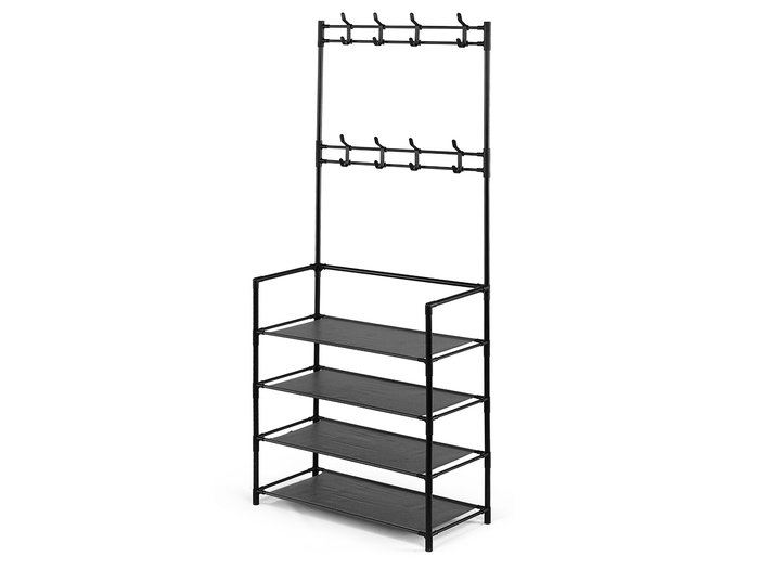 Kipit Perchero Zapatero 4 Estantes Negro 60x26x155 cm Montado Metal (Set de 6) Kipit Perchero Zapatero 4 Estantes Negro 60x26x155 cm Montado Metal (Set de 6)
