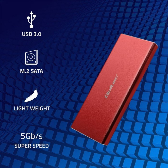 QOLTEC Carcasa de disco M.2 USB 3.0 en aluminio, roja