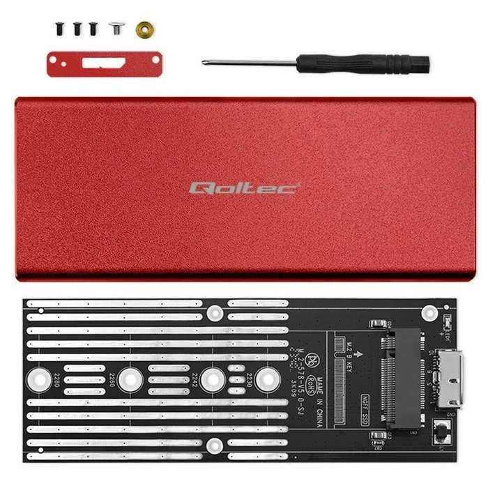 QOLTEC Carcasa de disco M.2 USB 3.0 en aluminio, roja