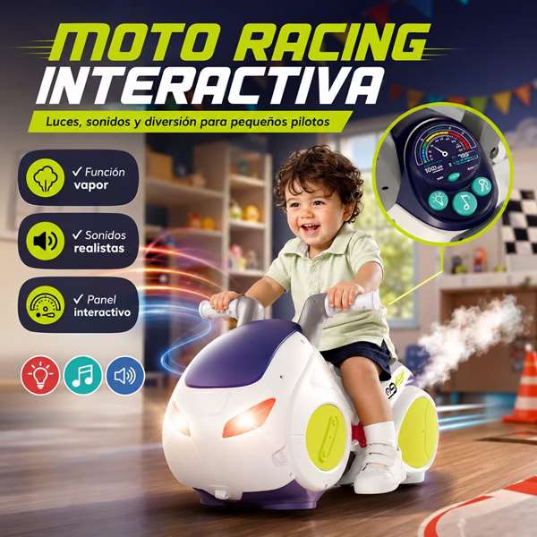 Hola Correpasillos Moto Racing con luces y sonidos