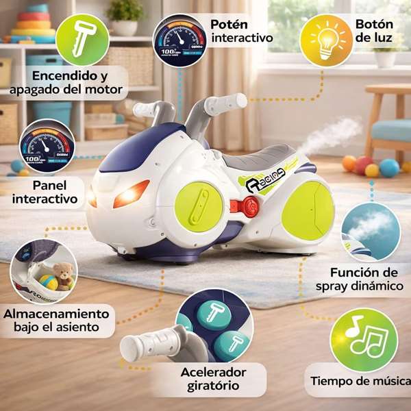 Hola Correpasillos Moto Racing con luces y sonidos